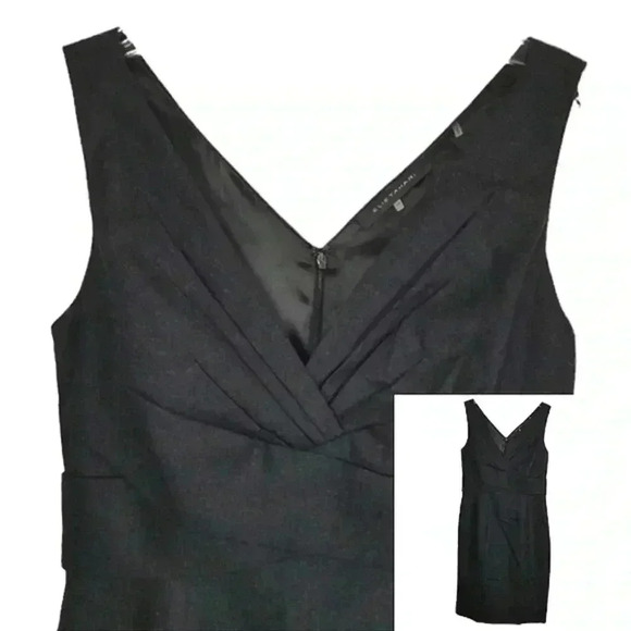 Elie Tahari Sleeveless black Wool Dress V Neck Lined back slit size 6 - Picture 1 of 14